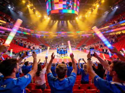 体育场馆内观众欢呼场景 - 极尽体育直播现场氛围